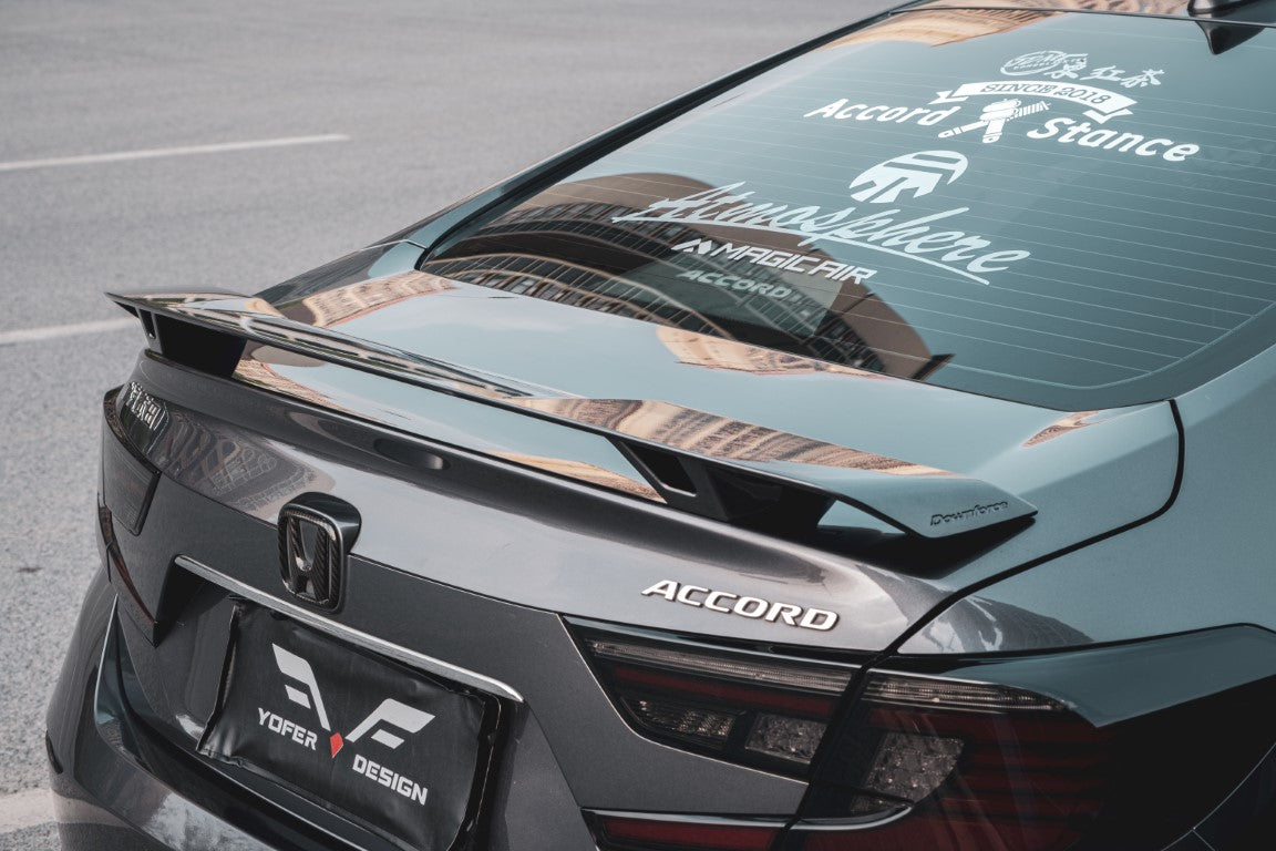 Honda Accord 10th 10.5th Gen 2018-2022 with Aftermarket Parts - V2 Style Rear Spoiler ABS from Yofer.co
