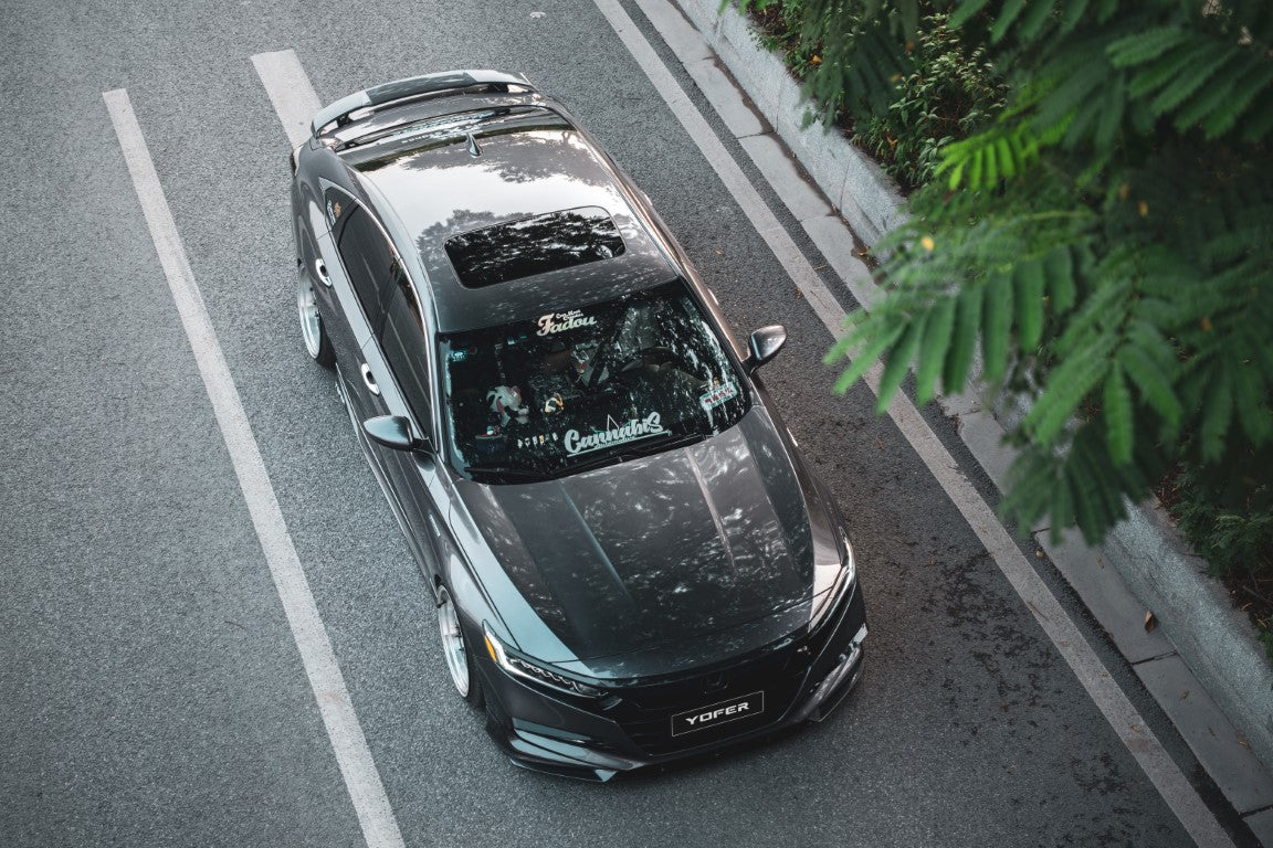 Honda Accord 10th 10.5th Gen 2018-2022 with Aftermarket Parts - V2 Style Rear Spoiler ABS from Yofer.co
