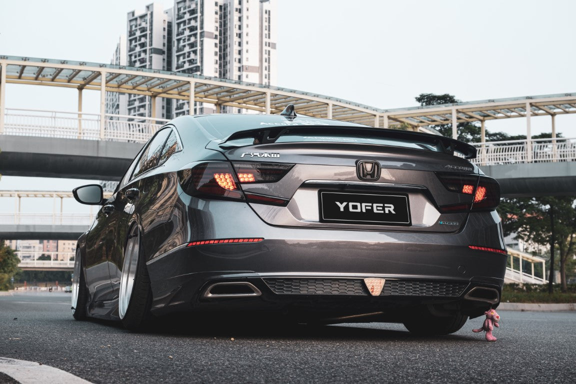 Honda Accord 10th 10.5th Gen 2018-2022 with Aftermarket Parts - V2 Style Rear Spoiler ABS from Yofer.co
