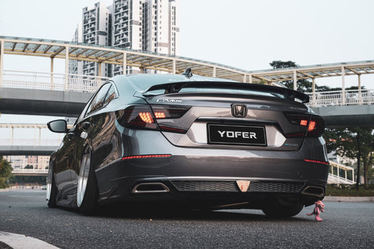 Honda Accord 10th 10.5th Gen 2018-2022 with Aftermarket Parts - V2 Style Rear Spoiler ABS from Yofer.co

