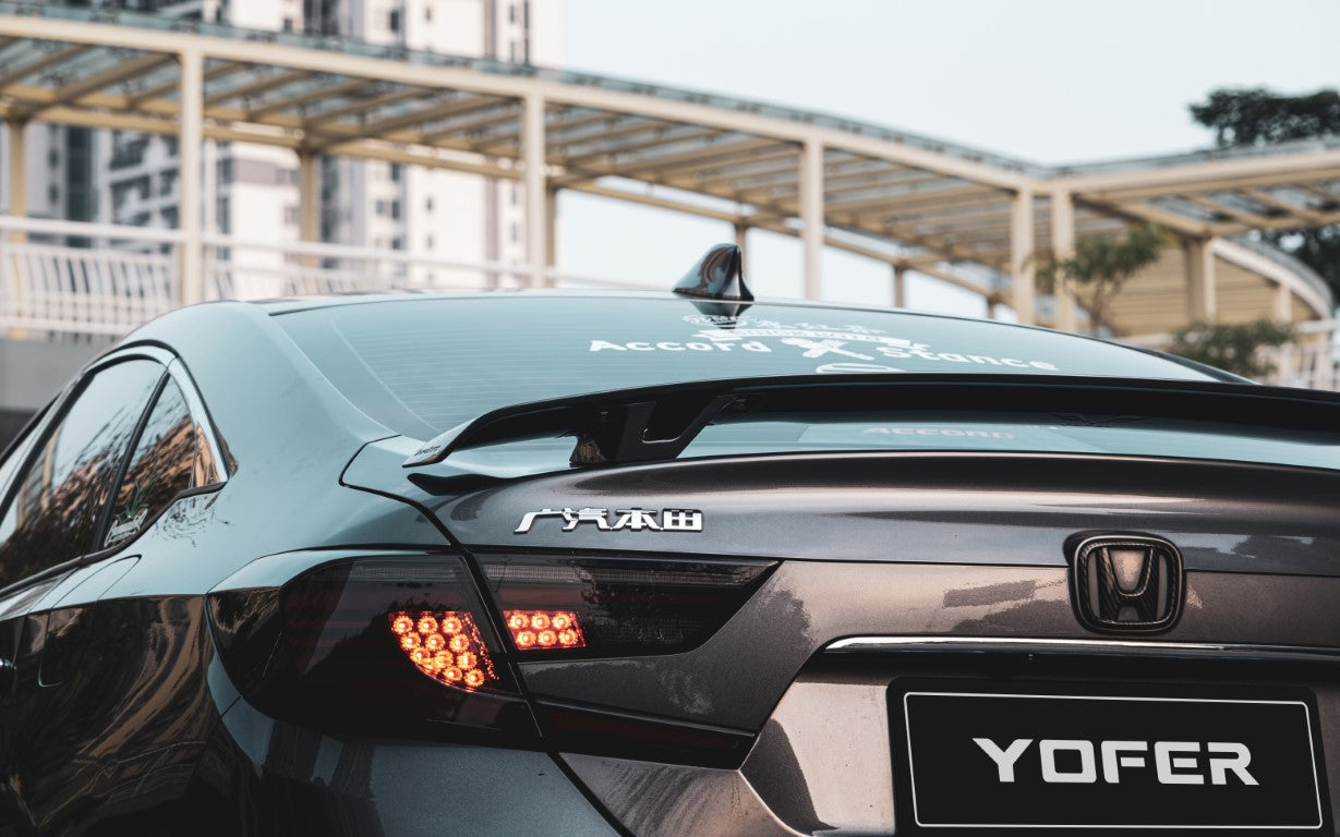 Honda Accord 10th 10.5th Gen 2018-2022 with Aftermarket Parts - V2 Style Rear Spoiler ABS from Yofer.co
