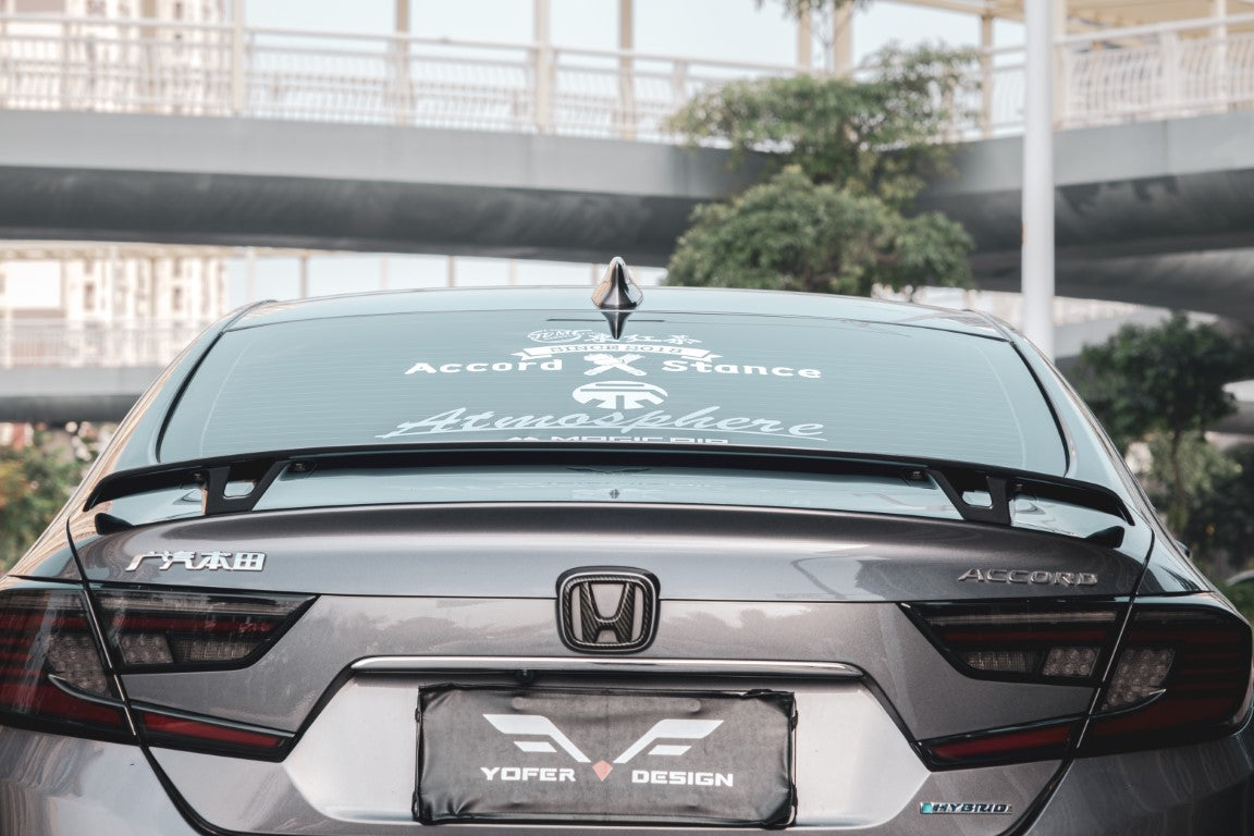 Honda Accord 10th 10.5th Gen 2018-2022 with Aftermarket Parts - V2 Style Rear Spoiler ABS from Yofer.co
