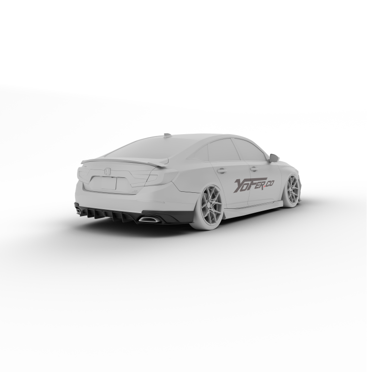 Honda Accord 10th 10.5th Gen 2018-2022 with Aftermarket Parts - V2 Style Rear Diffuser & Rear Canards PP from Yofer.co