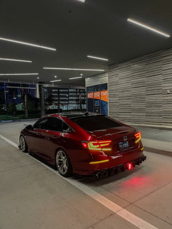 Honda Accord 10th 10.5th Gen 2018-2022 with Aftermarket Parts - V2 Style Rear Diffuser & Rear Canards PP from Yofer.co