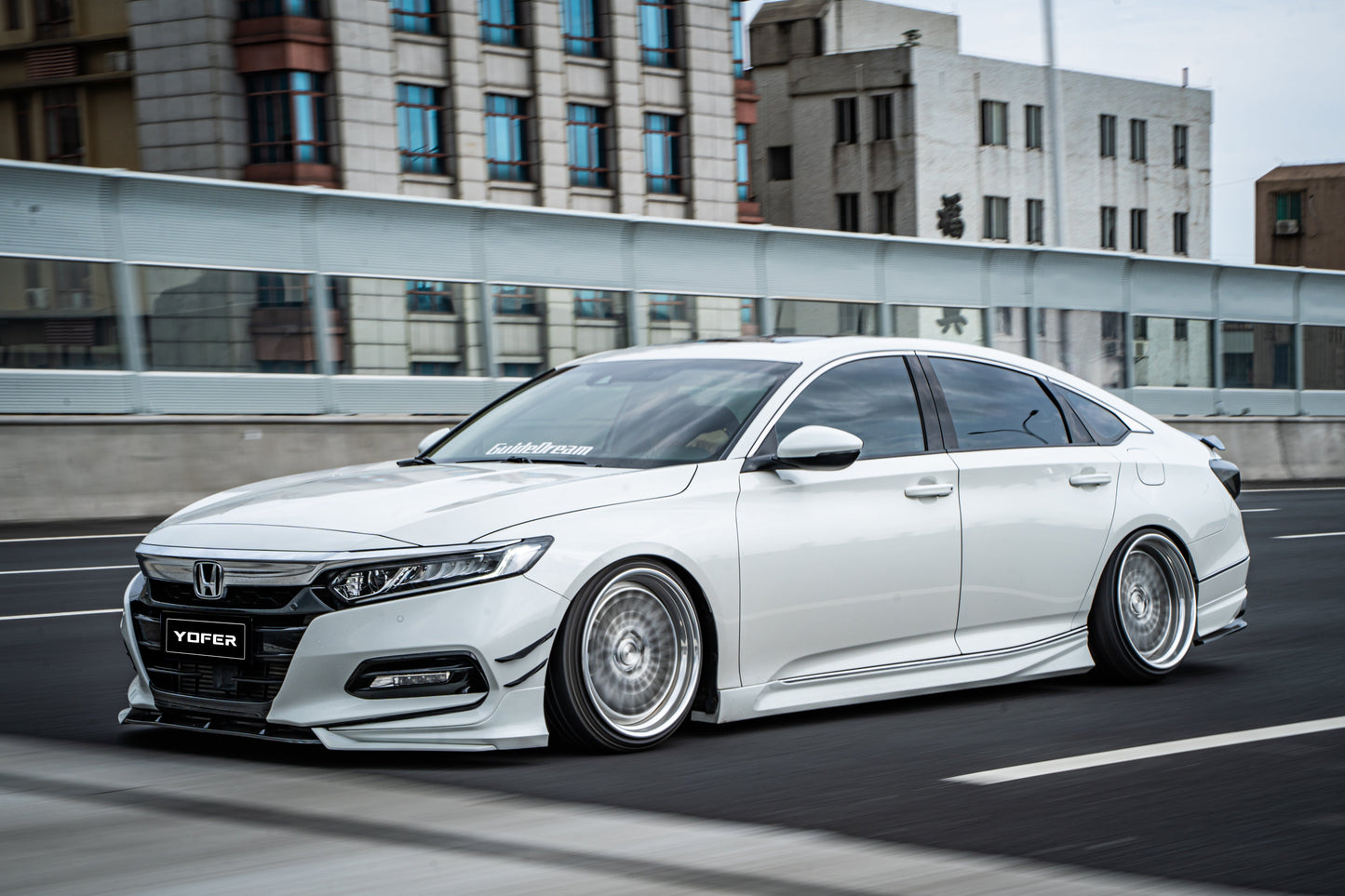 Honda Accord 10th Gen Pre-facelift 2018-2020 with Aftermarket Parts - Front Lip PP from Yofer.co
