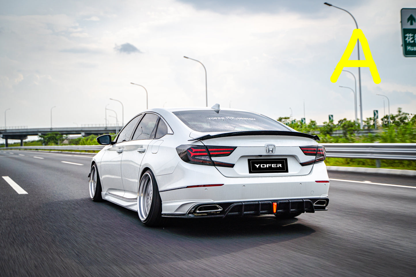 Honda Accord 10th 10.5th Gen 2018-2022 with Aftermarket Parts - V2 Style Rear Diffuser & Rear Canards PP from Yofer.co
