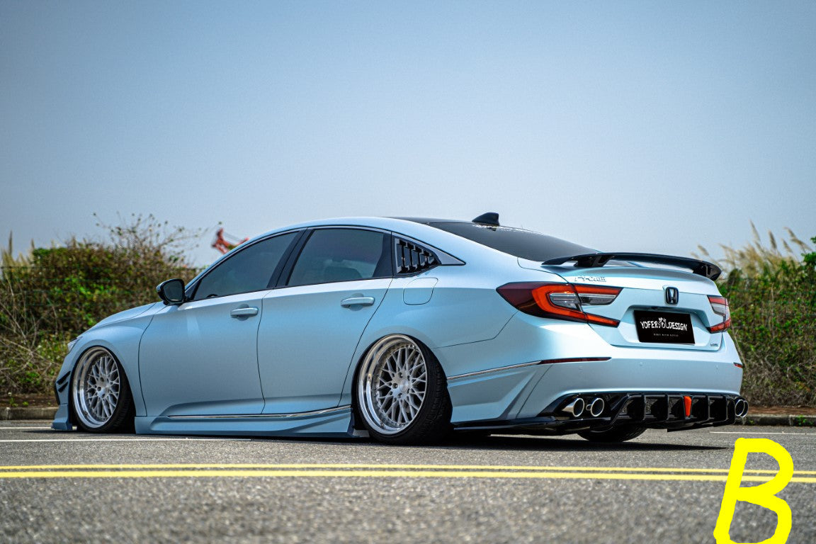 Honda Accord 10th 10.5th Gen 2018-2022 with Aftermarket Parts - V2 Style Rear Diffuser & Rear Canards PP from Yofer.co
