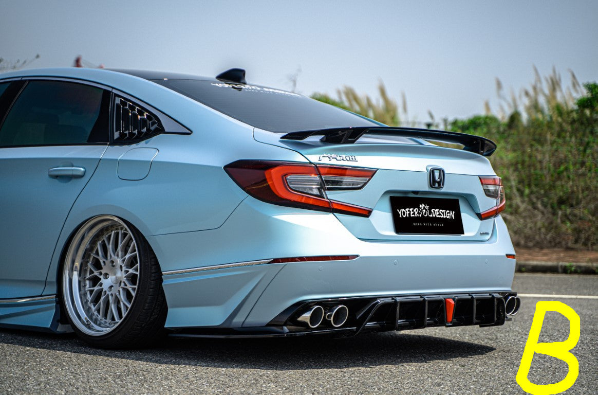 Honda Accord 10th 10.5th Gen 2018-2022 with Aftermarket Parts - V2 Style Rear Diffuser & Rear Canards PP from Yofer.co