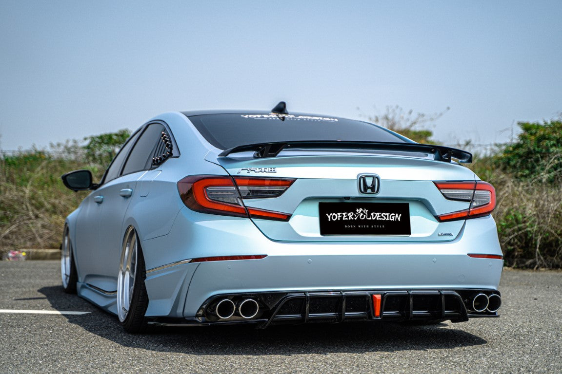 Honda Accord 10th 10.5th Gen 2018-2022 with Aftermarket Parts - V2 Style Rear Diffuser & Rear Canards PP from Yofer.co
