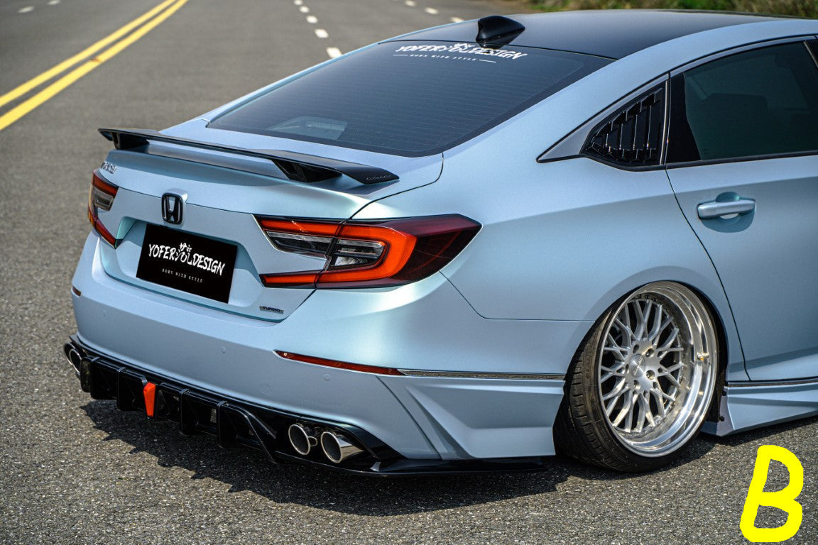 Honda Accord 10th 10.5th Gen 2018-2022 with Aftermarket Parts - V2 Style Rear Diffuser & Rear Canards PP from Yofer.co
