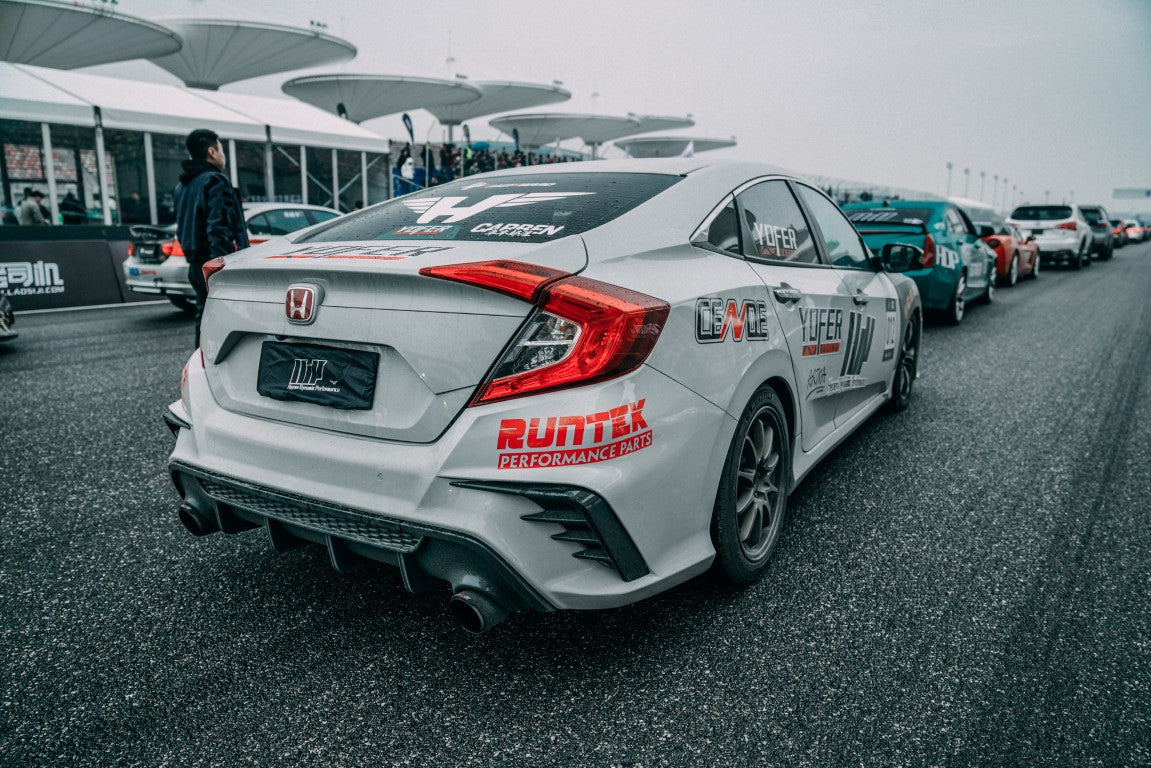 Honda Civic 10th Gen FC1 FC2 FC5 FC6 2016-2021 with Aftermarket Parts - Rear Bumper PP from Yofer.co
