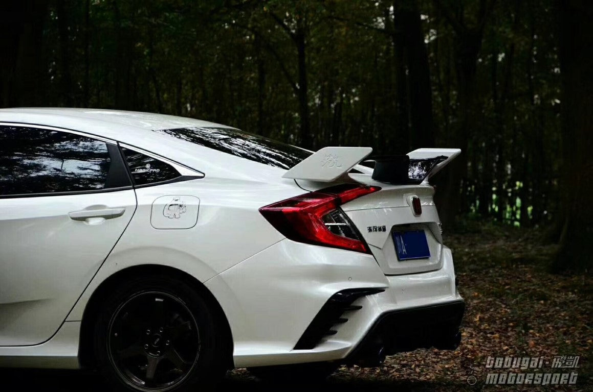 Honda Civic 10th Gen FC1 FC2 FC5 FC6 2016-2021 with Aftermarket Parts - Rear Spoiler ABS from Yofer.co
