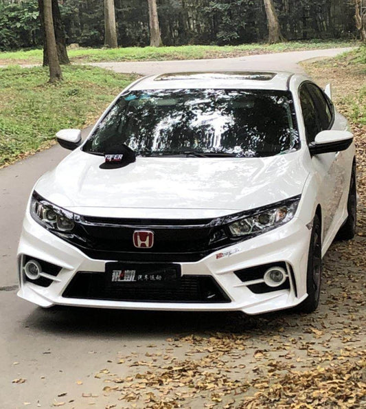 Honda Civic 10th Gen FC1 FC2 FC5 FC6 2016-2021 FC3 FC4 2017-2021 & Civic 10th Gen FK7 2017-2021 with Aftermarket Parts - Front Bumper PP from Yofer.co
