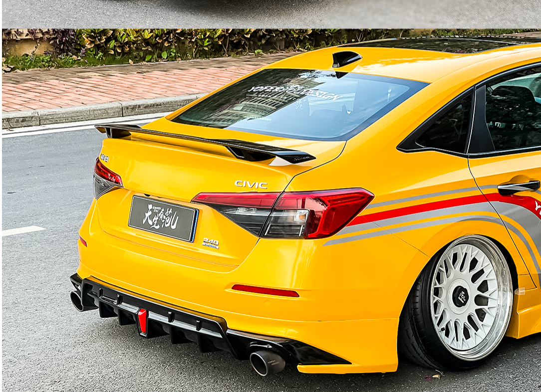 Honda Civic 11th Gen FE1 FE2 FE4 2022-ON with Aftermarket Parts - V2 Style Rear Spoiler ABS from Yofer.co