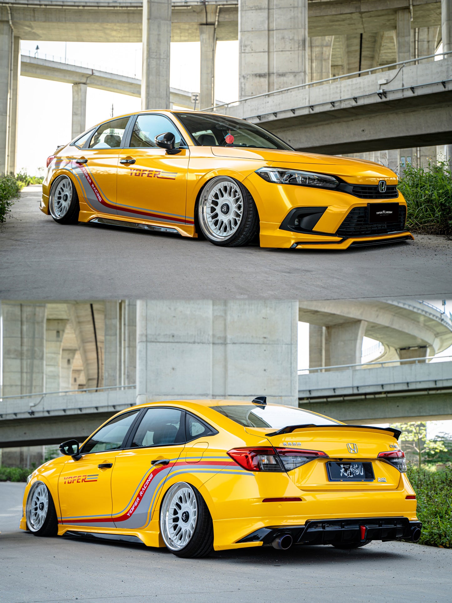 Honda Civic 11th Gen FE1 FE2 FE4 2022-ON with Aftermarket Parts - V3 Style Rear Spoiler ABS from Yofer.co