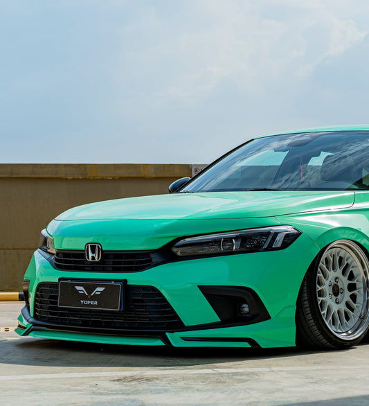 Honda Civic 11th Gen FE1 FE2 FE4 2022-ON & Civic 11th Gen FL1 FL2 FL4 2022-ON with Aftermarket Parts - V1 Style Front Lip Spliter PP from Yofer.co