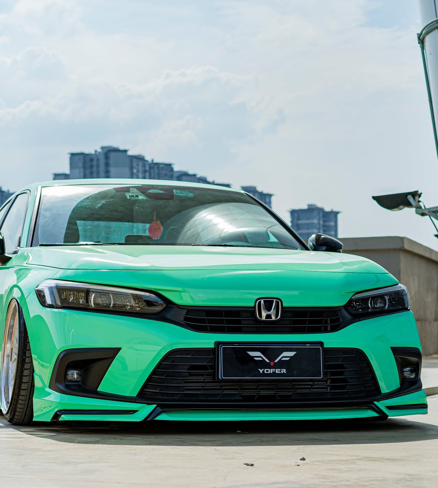 Honda Civic 11th Gen FE1 FE2 FE4 2022-ON & Civic 11th Gen FL1 FL2 FL4 2022-ON with Aftermarket Parts - V1 Style Front Lip Spliter PP from Yofer.co