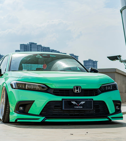 Honda Civic 11th Gen FE1 FE2 FE4 2022-ON & Civic 11th Gen FL1 FL2 FL4 2022-ON with Aftermarket Parts - V1 Style Front Lip Spliter PP from Yofer.co