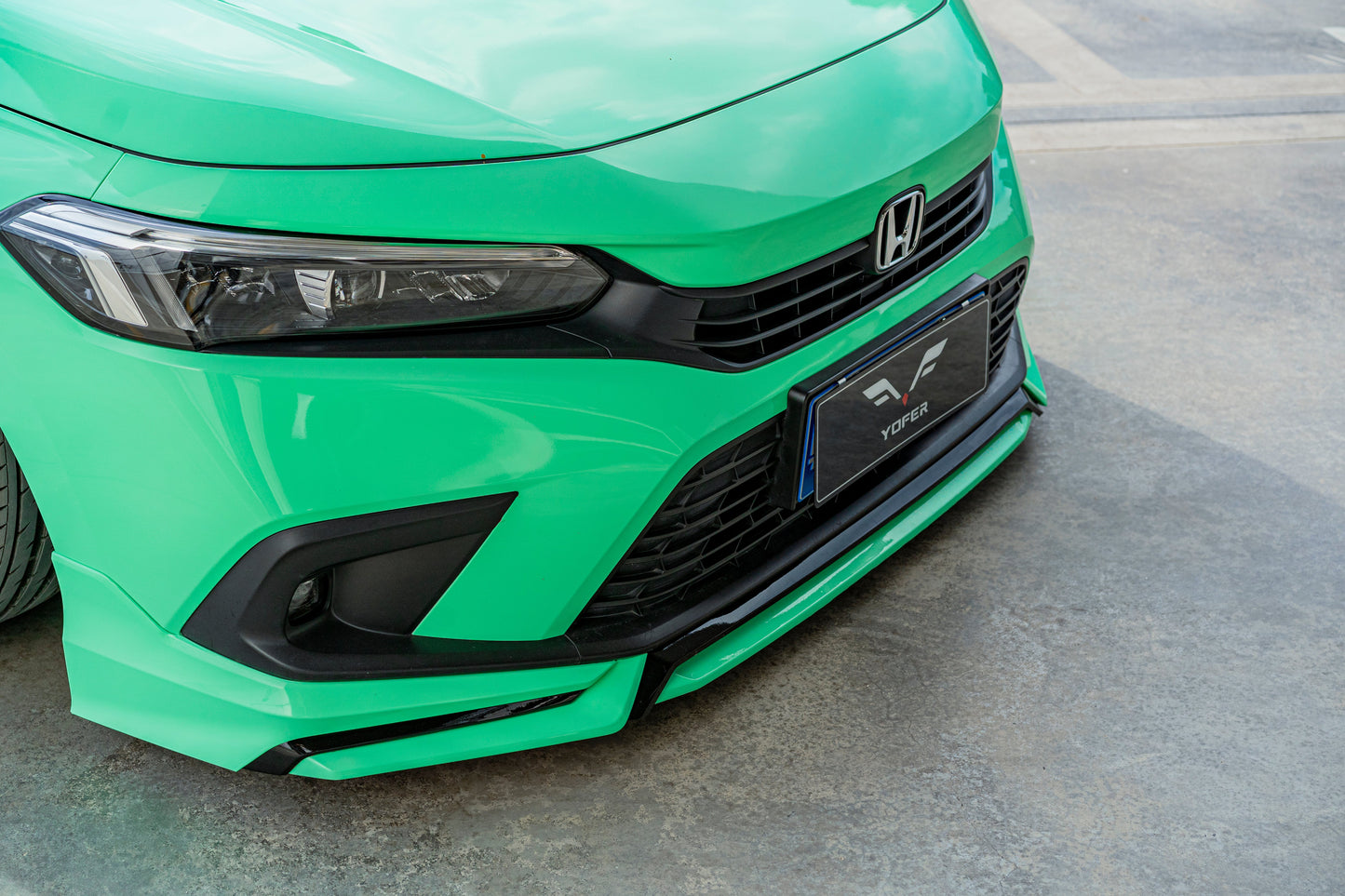 Honda Civic 11th Gen FE1 FE2 FE4 2022-ON & Civic 11th Gen FL1 FL2 FL4 2022-ON with Aftermarket Parts - V1 Style Front Lip Spliter PP from Yofer.co