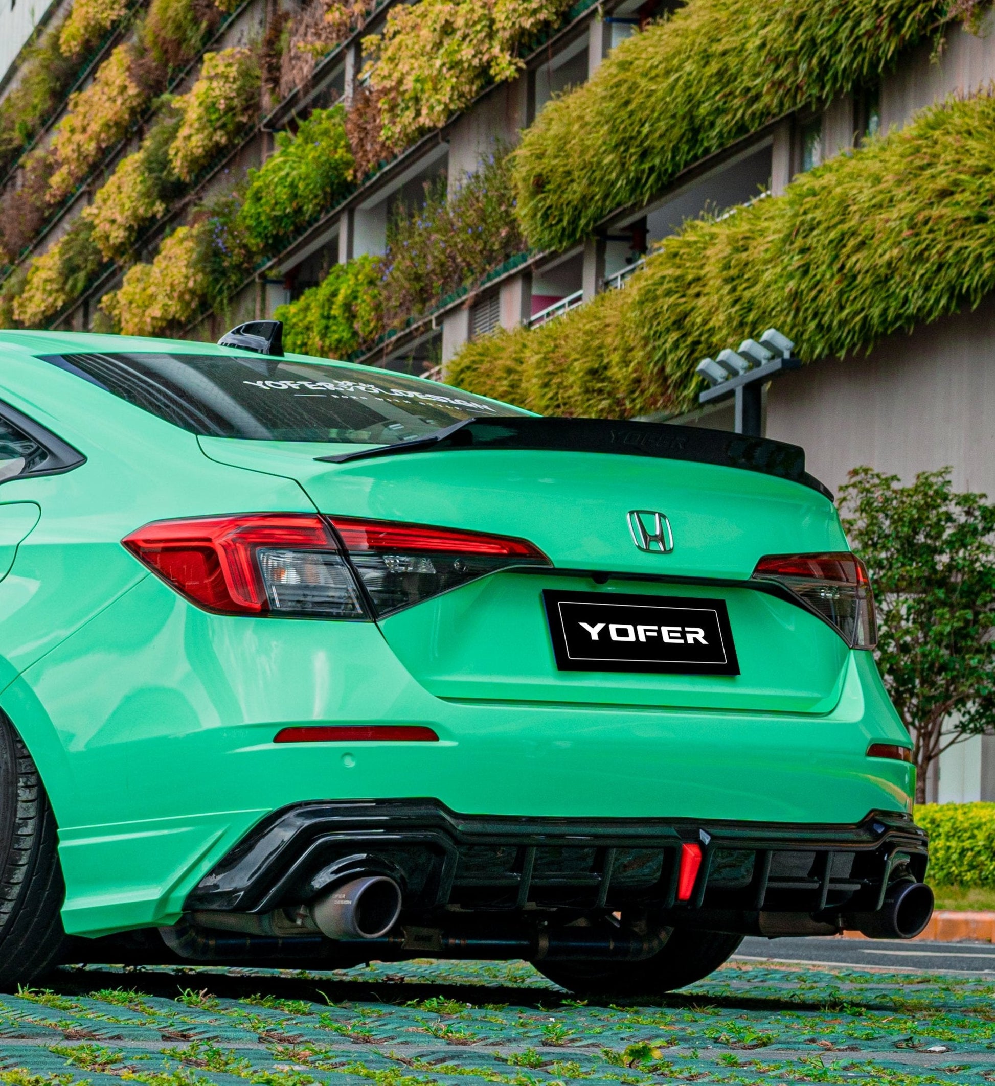 Honda Civic 11th Gen FE1 FE2 FE4 2022-ON with Aftermarket Parts - Rear Diffuser & Canards PP from Yofer.co