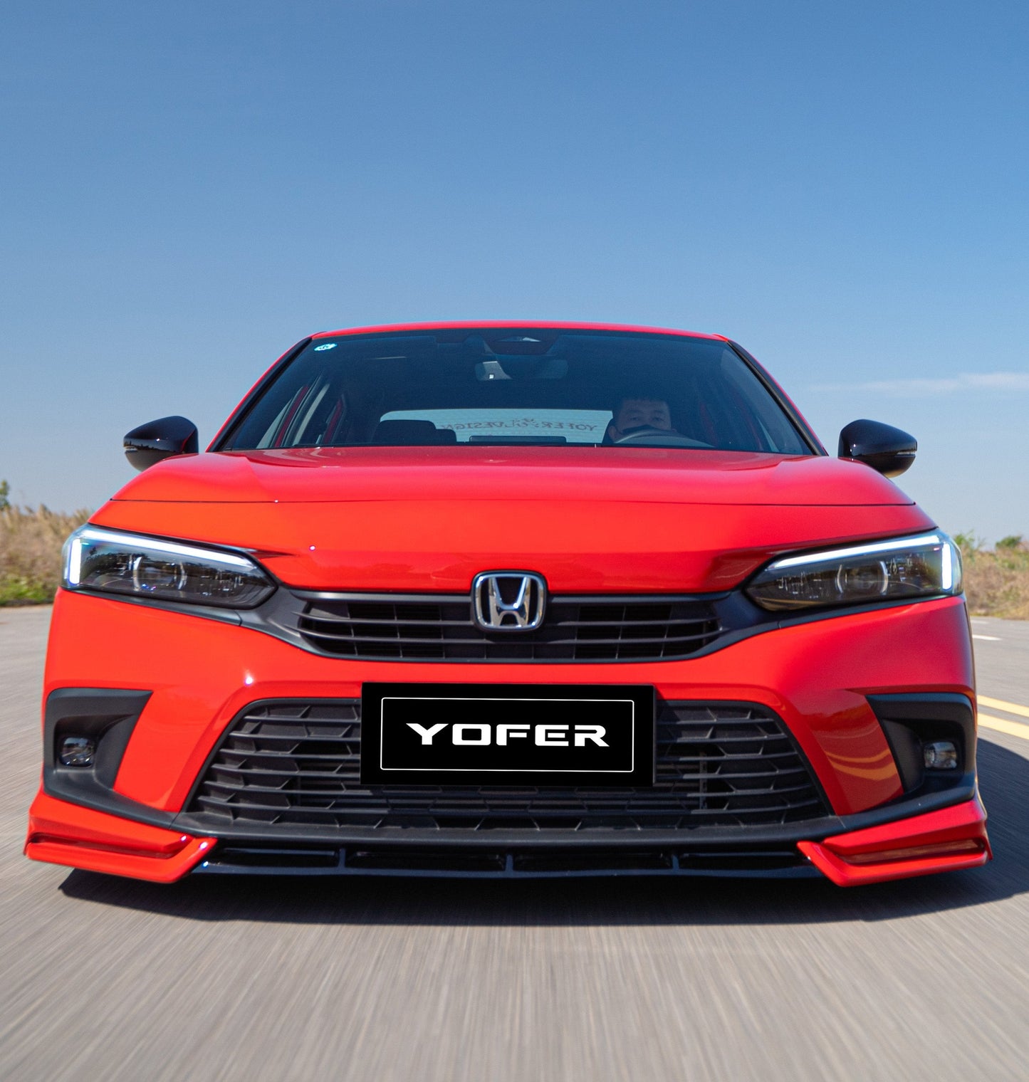 Honda Civic 11th Gen FE1 FE2 FE4 2022-ON & Civic 11th Gen FL1 FL2 FL4 2022-ON with Aftermarket Parts - V2 Style Front Lip Spliter PP from Yofer.co
