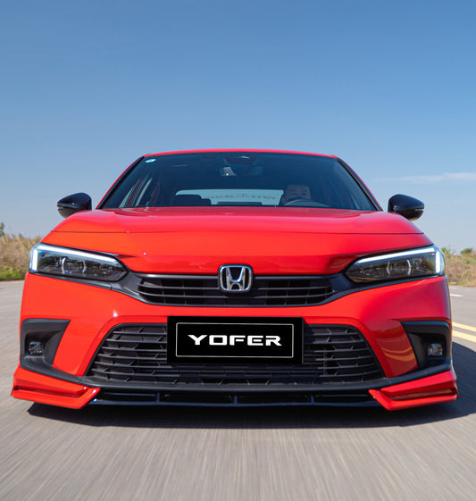 Honda Civic 11th Gen FE1 FE2 FE4 2022-ON & Civic 11th Gen FL1 FL2 FL4 2022-ON with Aftermarket Parts - V2 Style Front Lip Spliter PP from Yofer.co
