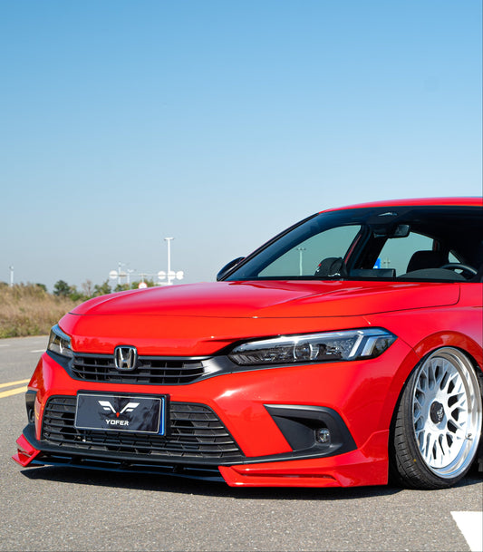 Honda Civic 11th Gen FE1 FE2 FE4 2022-ON & Civic 11th Gen FL1 FL2 FL4 2022-ON with Aftermarket Parts - V2 Style Front Lip Spliter PP from Yofer.co
