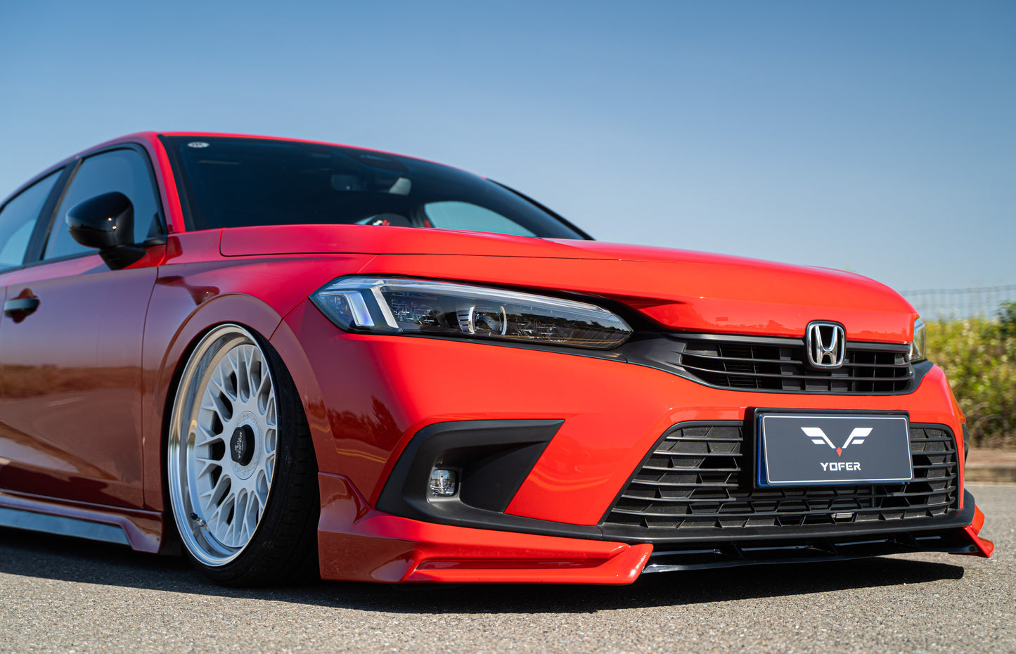 Honda Civic 11th Gen FE1 FE2 FE4 2022-ON & Civic 11th Gen FL1 FL2 FL4 2022-ON with Aftermarket Parts - V2 Style Front Lip Spliter PP from Yofer.co

