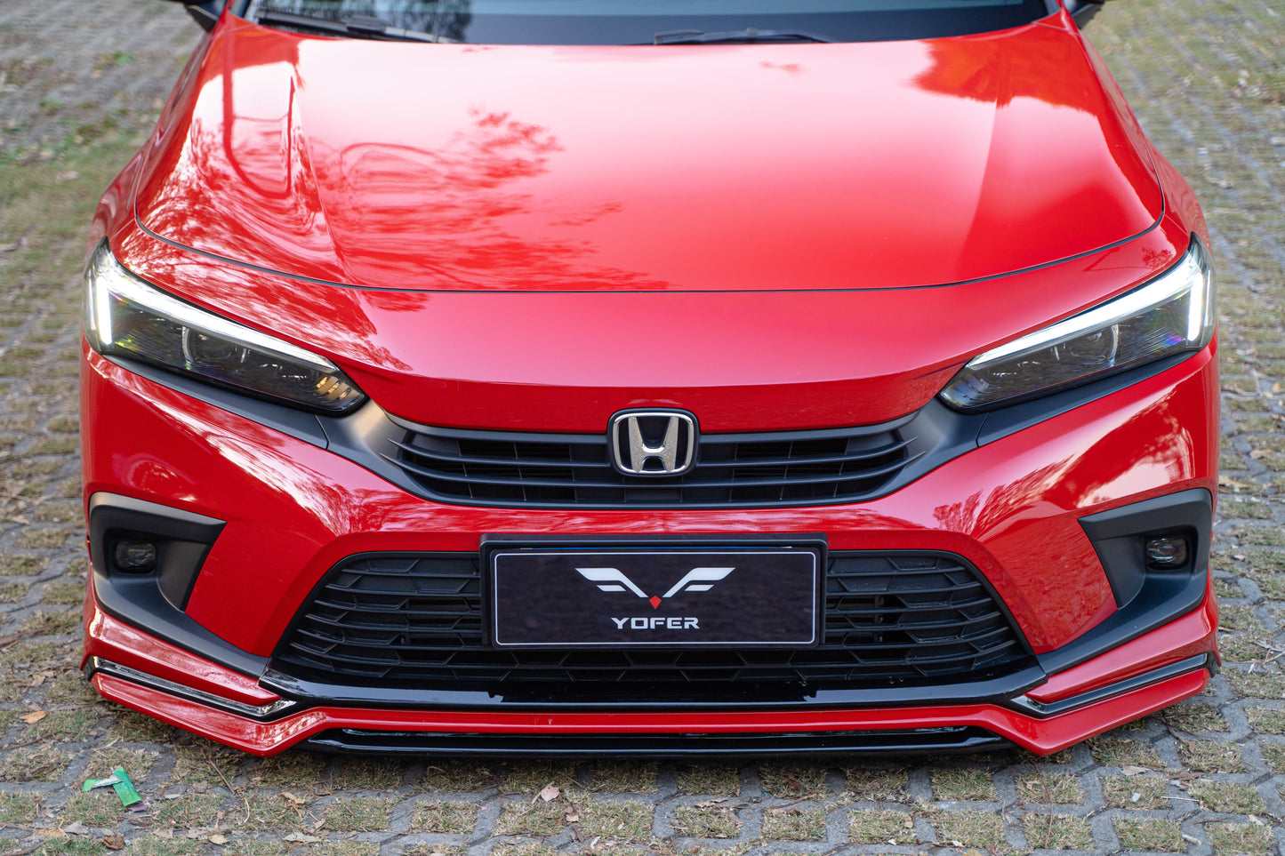 Honda Civic 11th Gen FE1 FE2 FE4 2022-ON & Civic 11th Gen FL1 FL2 FL4 2022-ON with Aftermarket Parts - V2 Style Front Lip Spliter PP from Yofer.co
