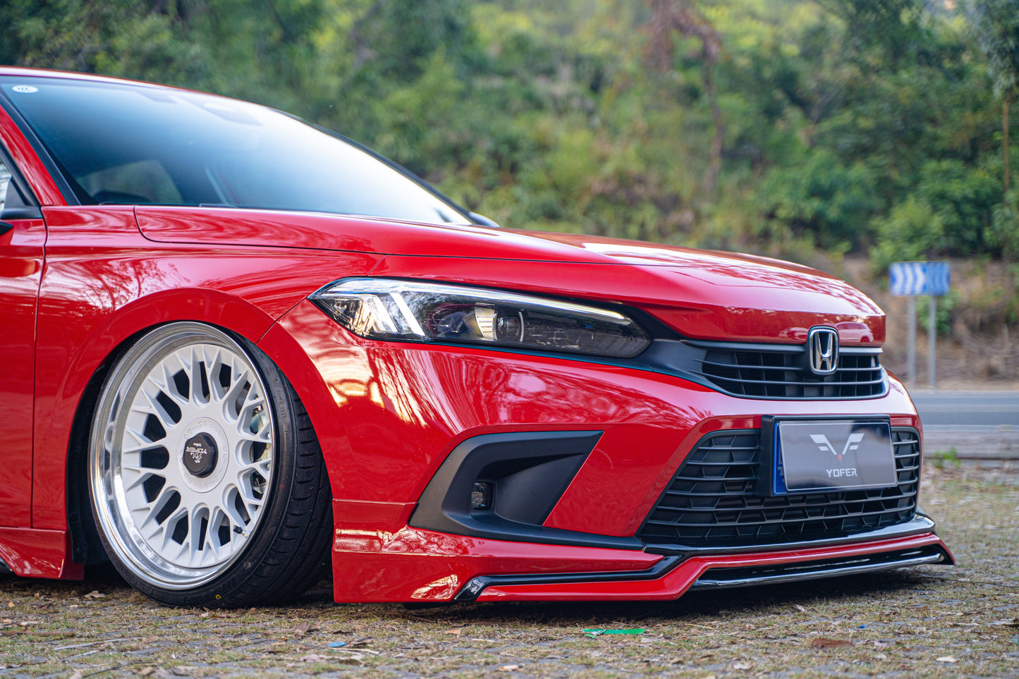 Honda Civic 11th Gen FE1 FE2 FE4 2022-ON & Civic 11th Gen FL1 FL2 FL4 2022-ON with Aftermarket Parts - V2 Style Front Lip Spliter PP from Yofer.co
