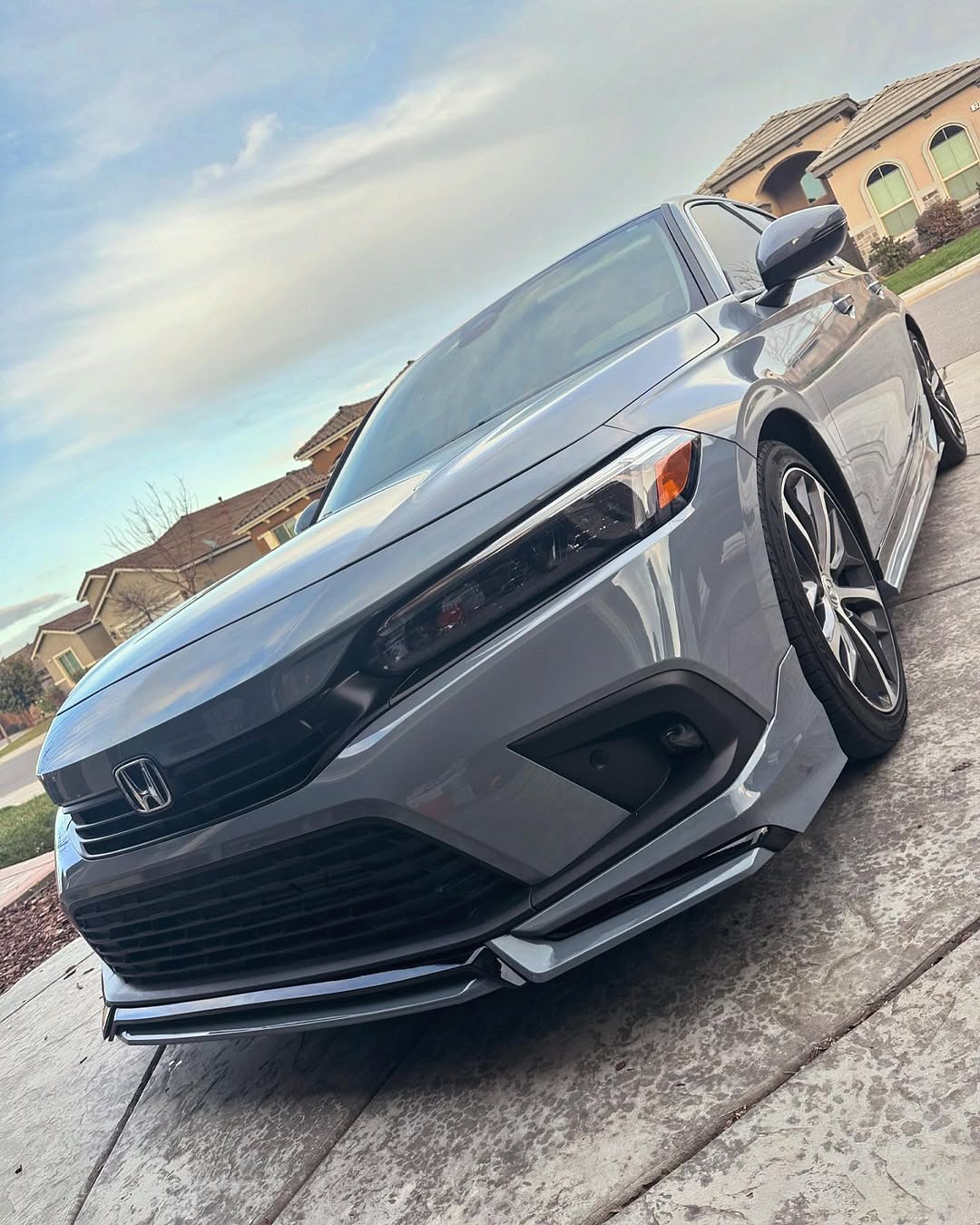 Honda Civic 11th Gen FE1 FE2 FE4 2022-ON & Civic 11th Gen FL1 FL2 FL4 2022-ON with Aftermarket Parts - V1 Style Front Lip Spliter PP from Yofer.co
