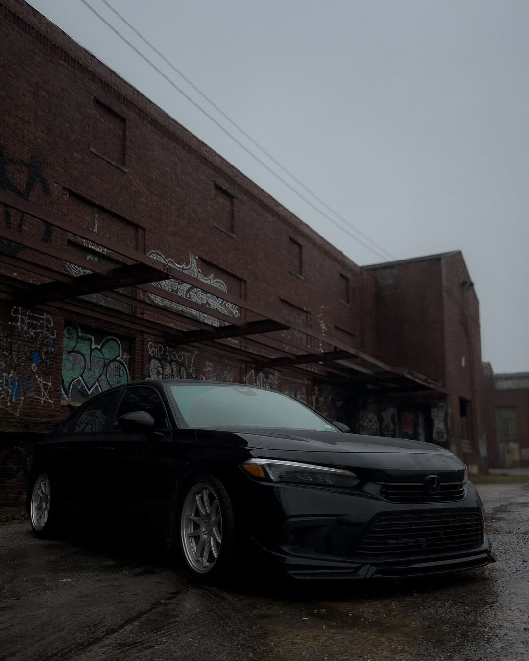 Honda Civic 11th Gen FE1 FE2 FE4 2022 2023 2024 & Civic 11th Gen FL1 FL2 FL4 2022 2023 2024 with Aftermarket Parts - V1 Front Lip Splitter PP from Yofer.co