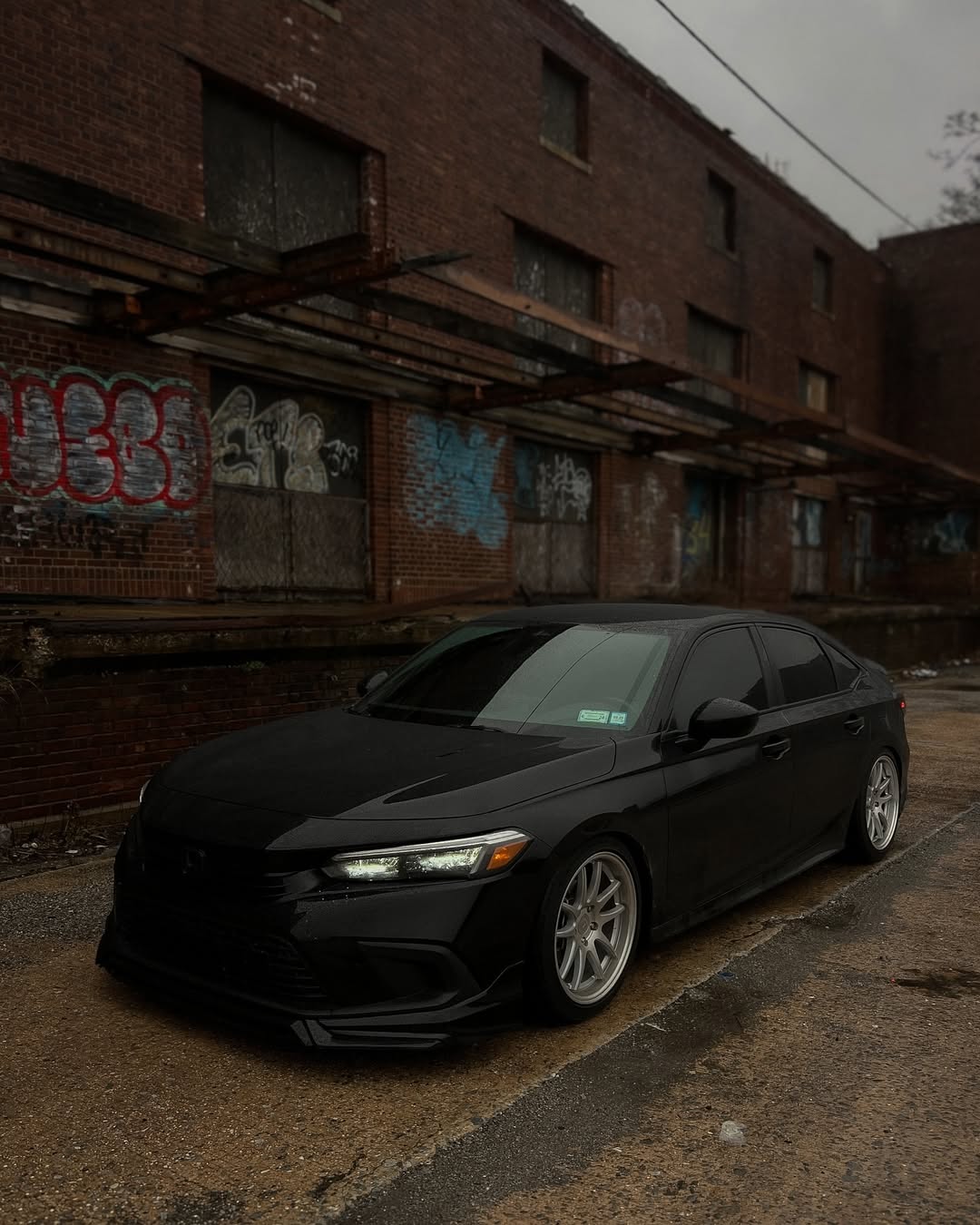 Honda Civic 11th Gen FE1 FE2 FE4 2022 2023 2024 & Civic 11th Gen FL1 FL2 FL4 2022 2023 2024 with Aftermarket Parts - V1 Front Lip Splitter PP from Yofer.co