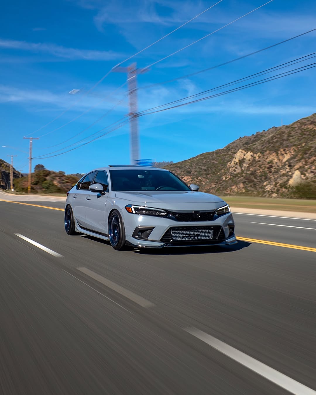 Honda Civic 11th Gen FE1 FE2 FE4 2022-ON & Civic 11th Gen FL1 FL2 FL4 2022-ON with Aftermarket Parts - V2 Style Front Lip Spliter PP from Yofer.co