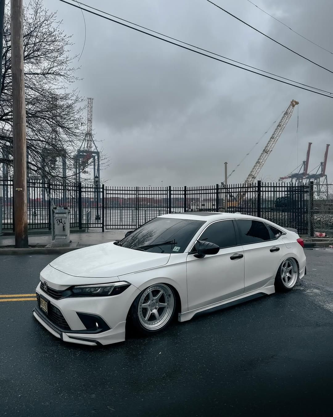 Honda Civic 11th Gen FE1 FE2 FE4 2022-ON & Civic 11th Gen FL1 FL2 FL4 2022-ON with Aftermarket Parts - V1 Style Front Lip Spliter PP from Yofer.co