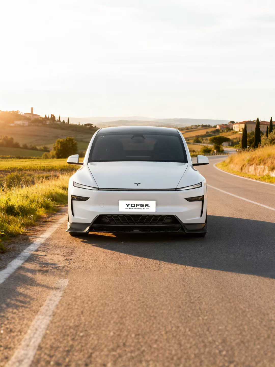 Tesla Model Y Juniper 2026-ON with Aftermarket Parts - Loong Flames Pro Front Lip PP Polypropylene from Yofer.co