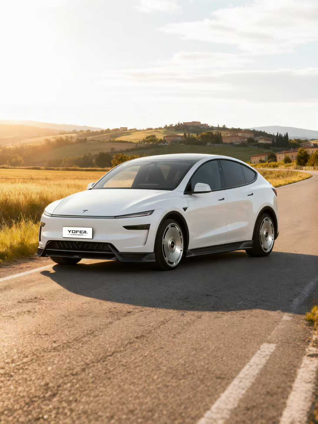 Tesla Model Y Juniper 2026-ON with Aftermarket Parts - Loong Flames Pro Front Lip PP Polypropylene from Yofer.co