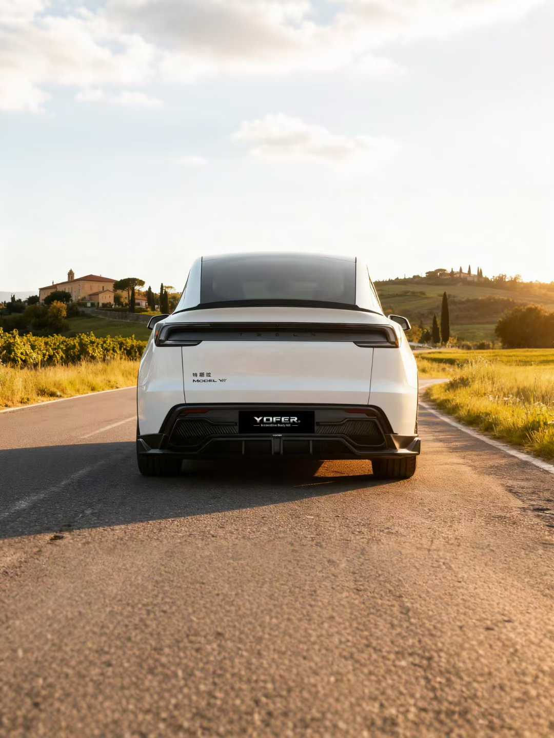 Tesla Model Y Juniper 2026-ON with Aftermarket Parts - Loong Flames Rear Diffuser PP Polypropylene from Yofer.co