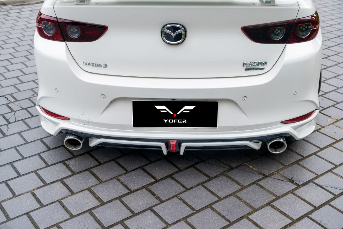 Mazda3 4th Gen BP 2019 2020 2021 2022 2023 2024 with Aftermarket Parts - Rear Diffuser & Canards PP from Yofer.co