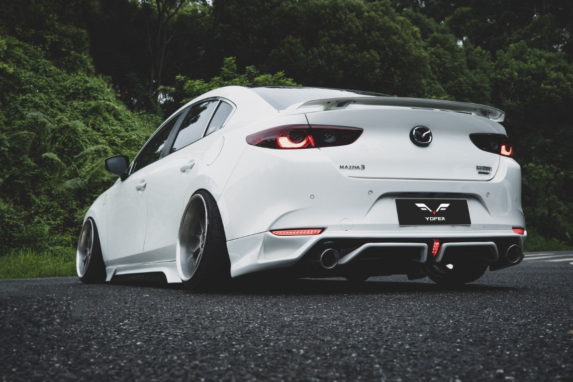 Mazda3 4th Gen BP 2019 2020 2021 2022 2023 2024 with Aftermarket Parts - Rear Diffuser & Canards PP from Yofer.co