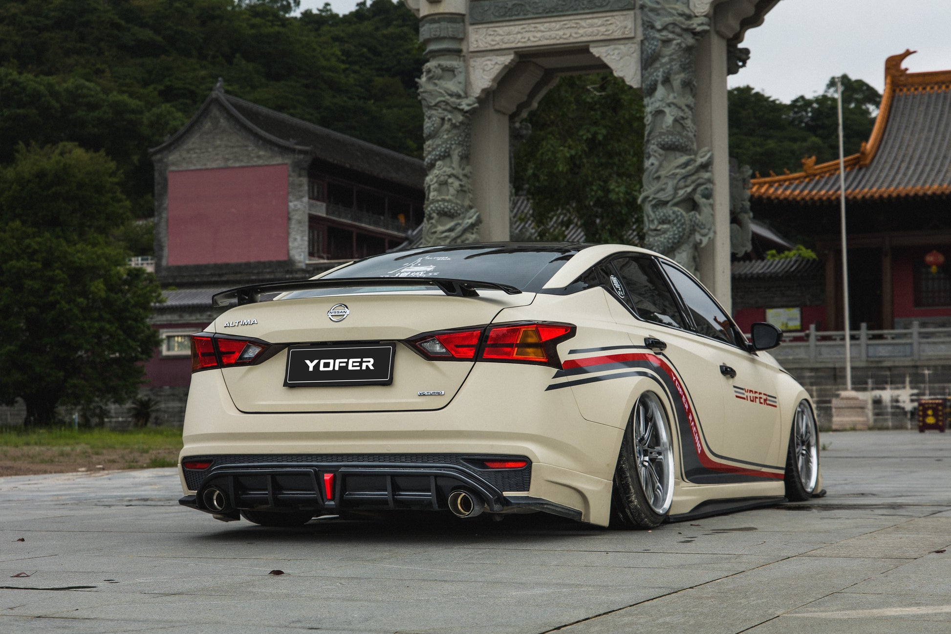 Nissan Altima L34 2019 2020 2021 2022 with Aftermarket Parts - Rear Diffuser & Canards PP from Yofer.co