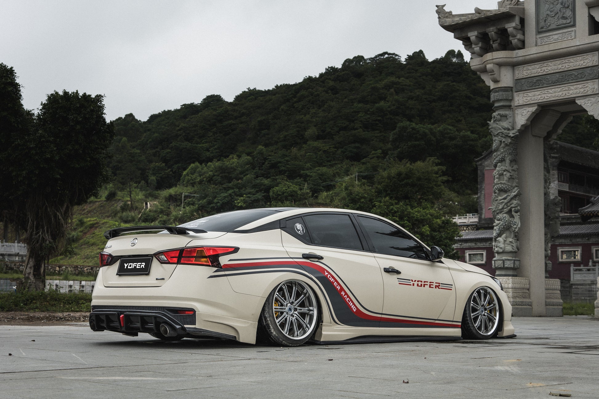 Nissan Altima L34 2019 2020 2021 2022 with Aftermarket Parts - Rear Diffuser & Canards PP from Yofer.co