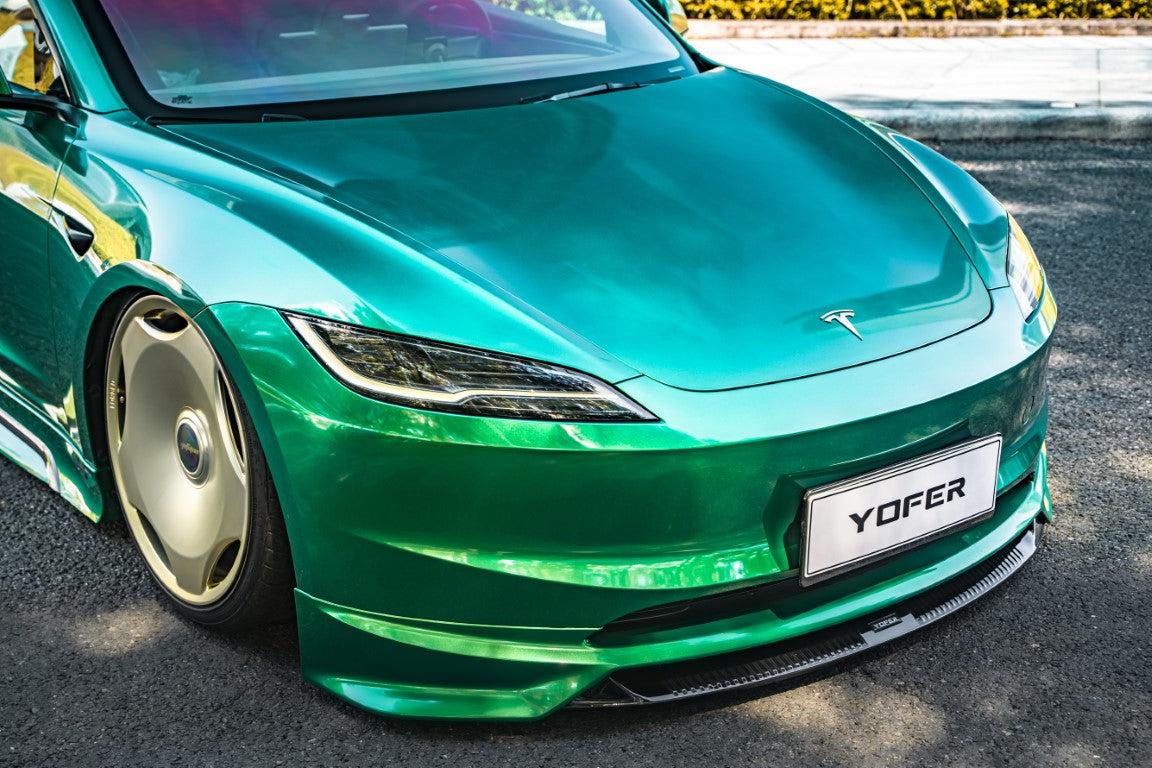 Tesla Model 3 Highland 2024-ON with Aftermarket Parts - Front Lip Splitter ABS+PP from Yofer.co