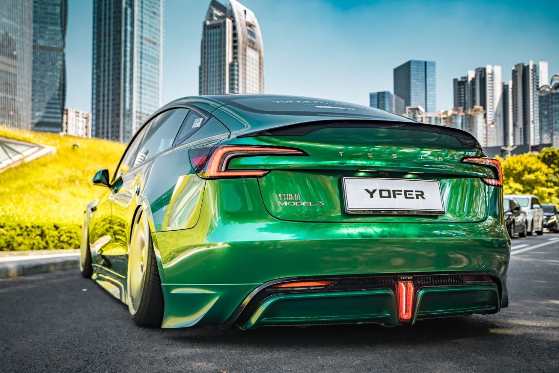 Tesla Model 3 Highland / Performance 2024-ON with Aftermarket Parts - Rear Spoiler Pre-preg Carbon Fiber / ABS from Yofer.co
