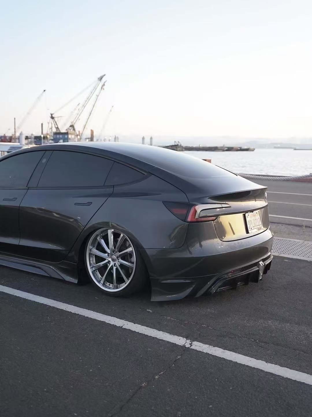 Tesla Model 3 Highland / Performance 2024 with Aftermarket Parts - V2 Rear Diffuser & Canards PP from Yofer.co