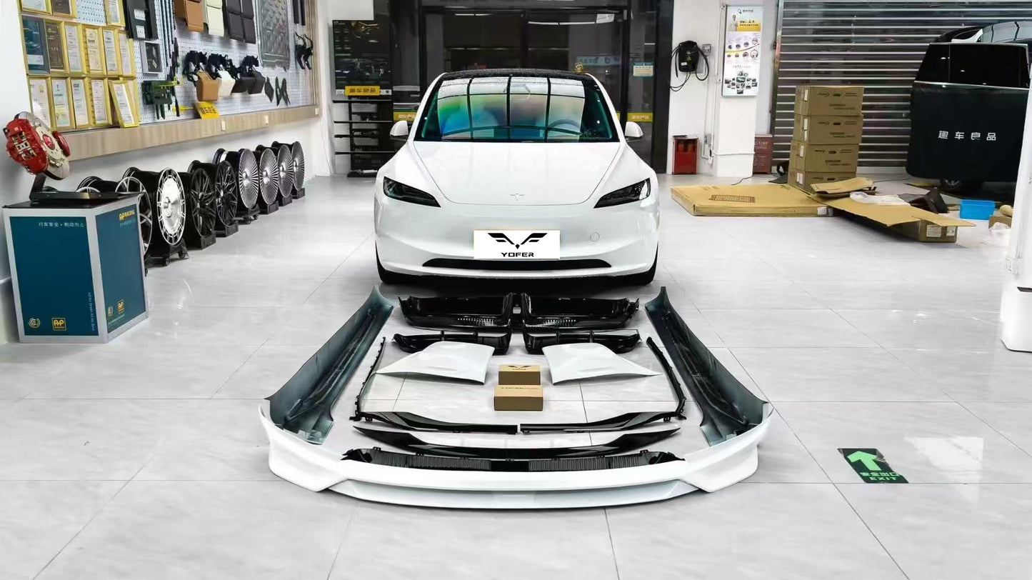 Tesla Model 3 Highland 2024 with Aftermarket Parts - Front Lip Splitter ABS & PP from Yofer.co