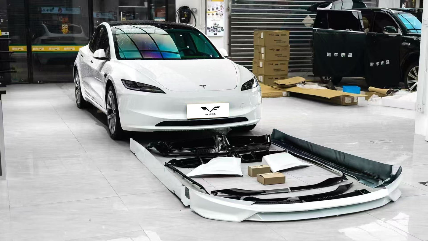 Tesla Model 3 Highland 2024 with Aftermarket Parts - Front Lip Splitter ABS & PP from Yofer.co