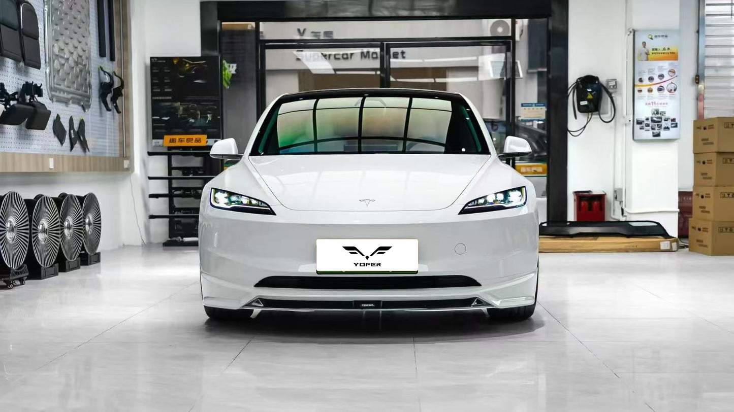 Tesla Model 3 Highland 2024 with Aftermarket Parts - Front Lip Splitter ABS & PP from Yofer.co