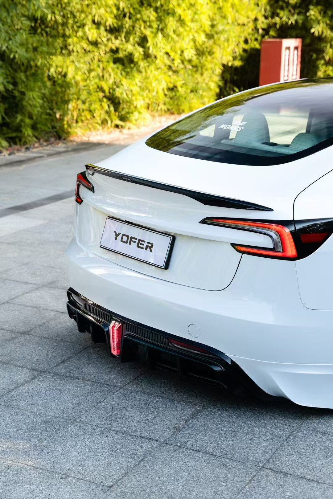Tesla Model 3 Highland / Performance 2024 with Aftermarket Parts - V1 Sports Rear Diffuser & Canards PP from Yofer.co