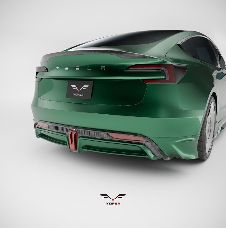 Tesla Model 3 Highland / Performance 2024-ON with Aftermarket Parts - Rear Spoiler Pre-preg Carbon Fiber / ABS from Yofer.co